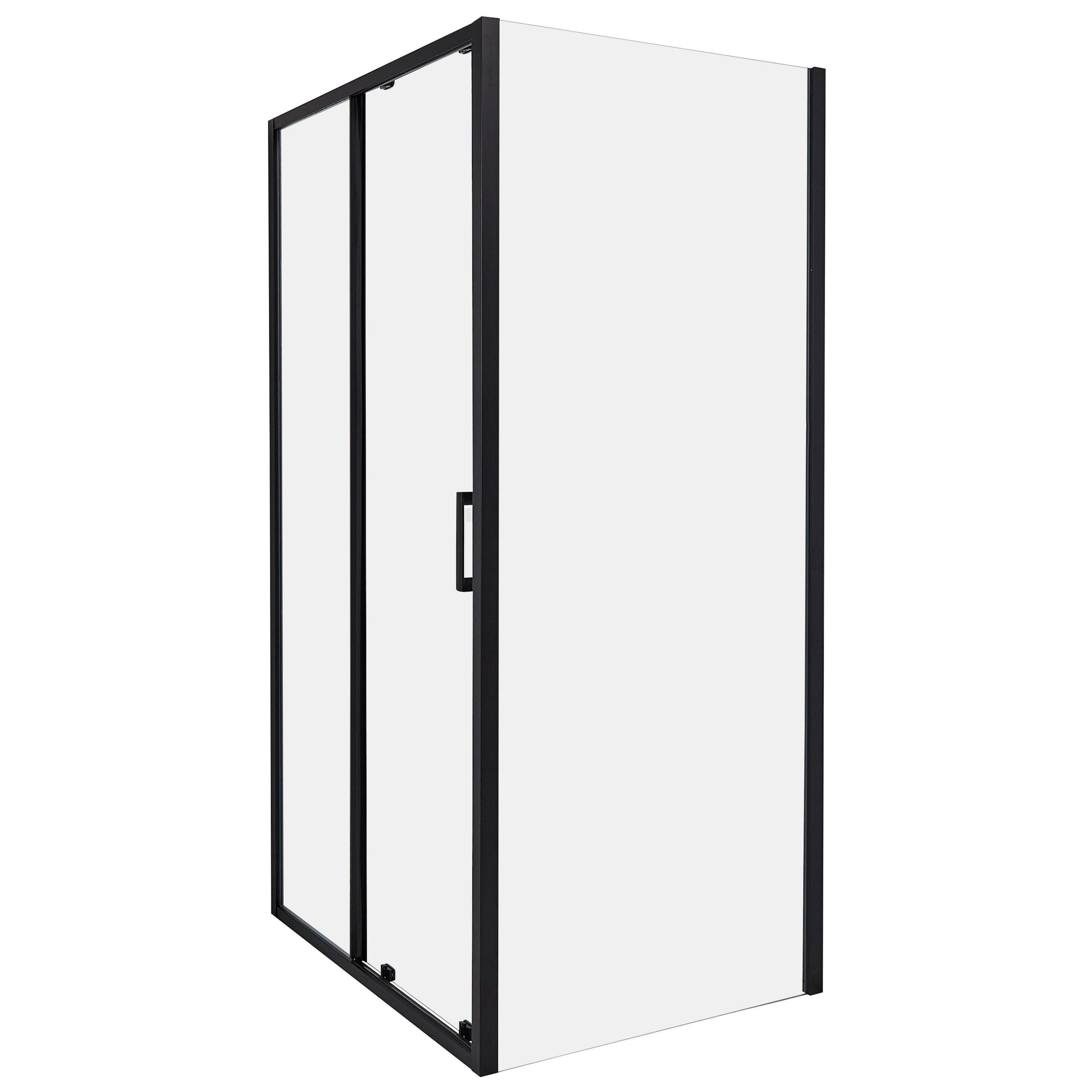 DUSCHKABINE 80/100/185 cm Schwarz Yoro - Transparent/Schwarz, Glas (80/100/185cm) - Beliani