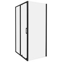 DUSCHKABINE 80/100/185 cm Schwarz Yoro - Transparent/Schwarz, Glas (80/100/185cm) - Beliani