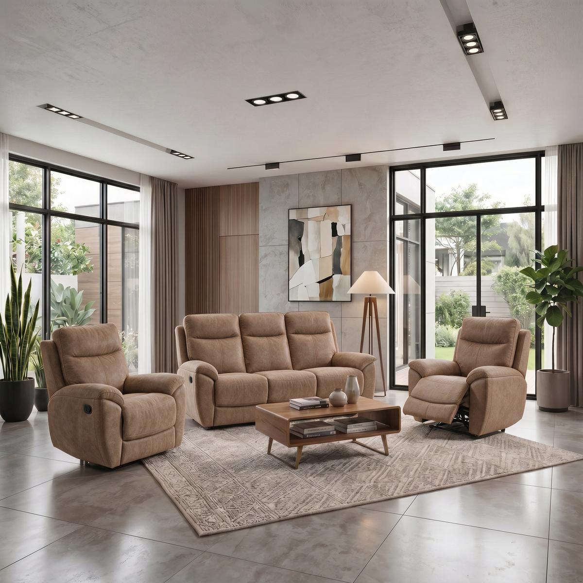 RELAXSESSEL Dolce, Fernsehsessel mit Relaxfunktion, 98 cm, Sandfarben, Velours - Braun, Textil (98/106/100cm) - Beautysofa