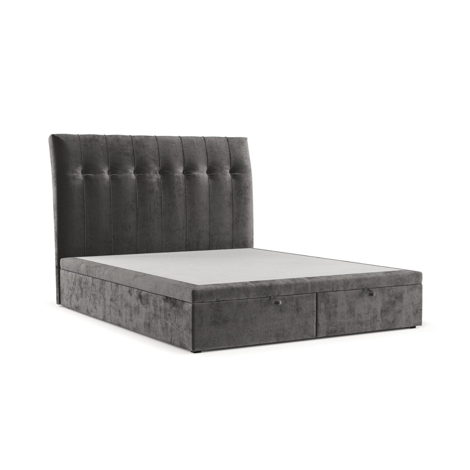 POLSTERBETT Kelsea mit Stauraum 140/200 cm Stahl im Lotta Stoff - Graphitfarben/Schwarz, Holz/Holzwerkstoff (140/200cm) - AltaBeds