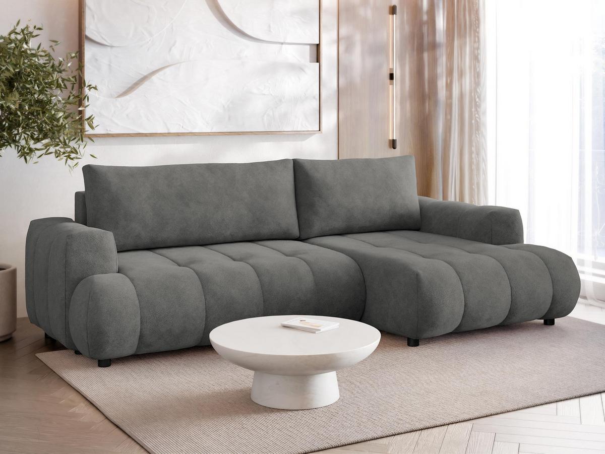 ECKSOFA Haiti, Seite: Rechts 2R+LC - Schwarz/Grau, Holz/Textil (276/156cm) - MIRJAN24
