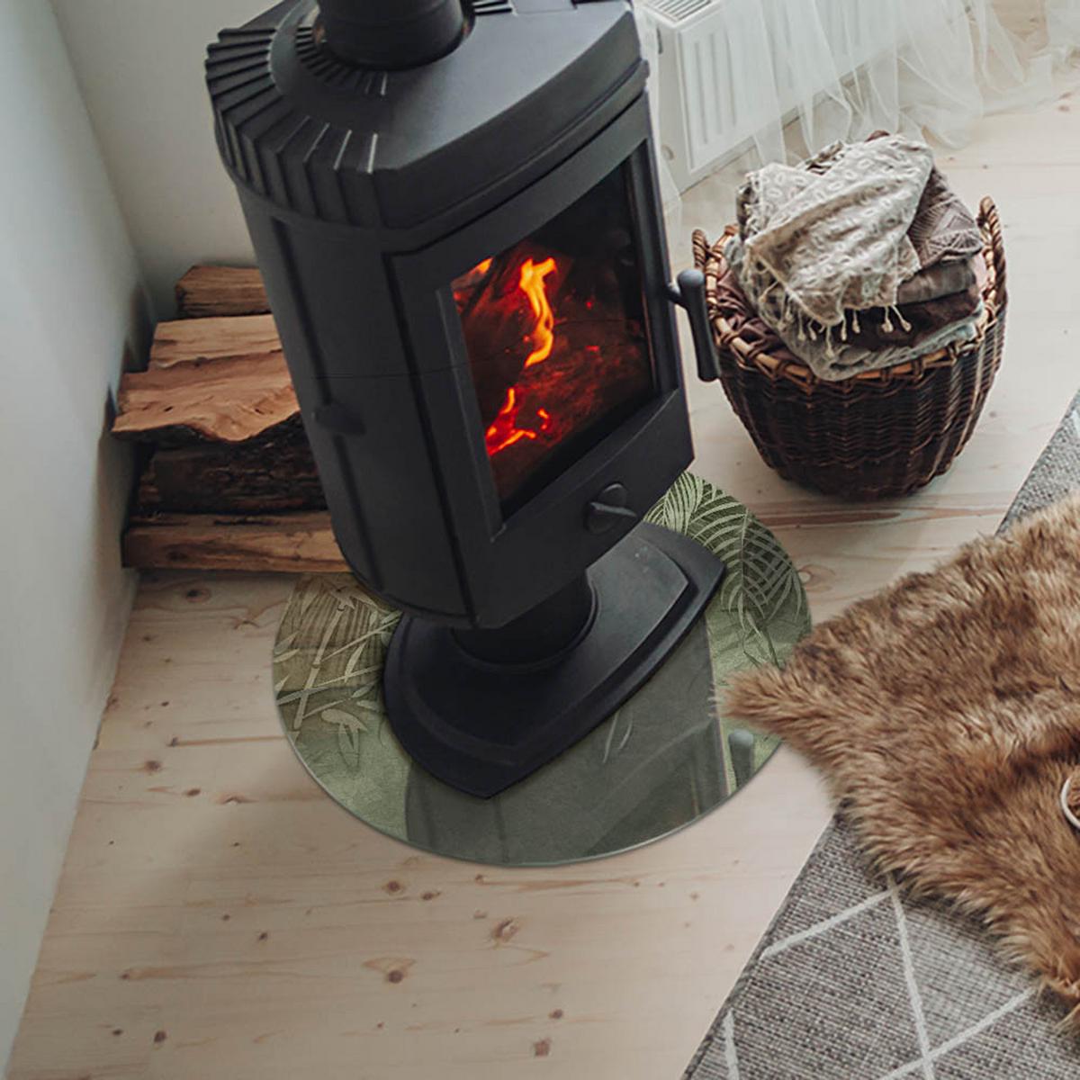 GLASPLATTE für Kamin Ø 50 cm - Grün, Glas (50/50/0.4cm) - TULUP