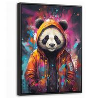 LEINWAND Bilder mit Rahmen - Panda - Jacke - Graffiti - Orange - 30x40 - Orange, Textil (30/40cm) - MuchoWow