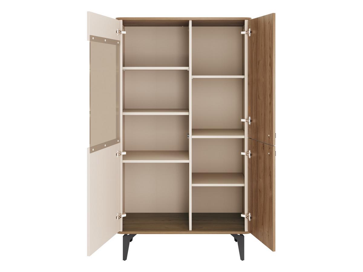 VITRINE Aurena AU03 - Kaschmir/Nussbaumfarben, Holzwerkstoff/Metall (89/156/41cm) - MIRJAN24