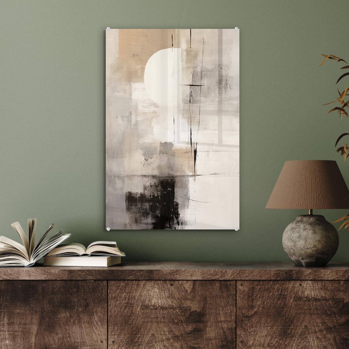 ACRYLGLASBILD Abstrakt - Kunst - Grau Wanddeko Wohnzimmer 40x60 cm - Hellgrau, Glas (40/60cm) - MuchoWow