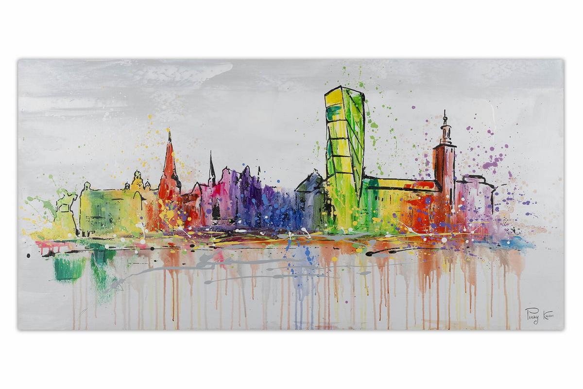 ACRYLBILD HANDGEMALT 120/60 cm - Grau, Holz/Textil (120/60cm) - KUNSTLOFT