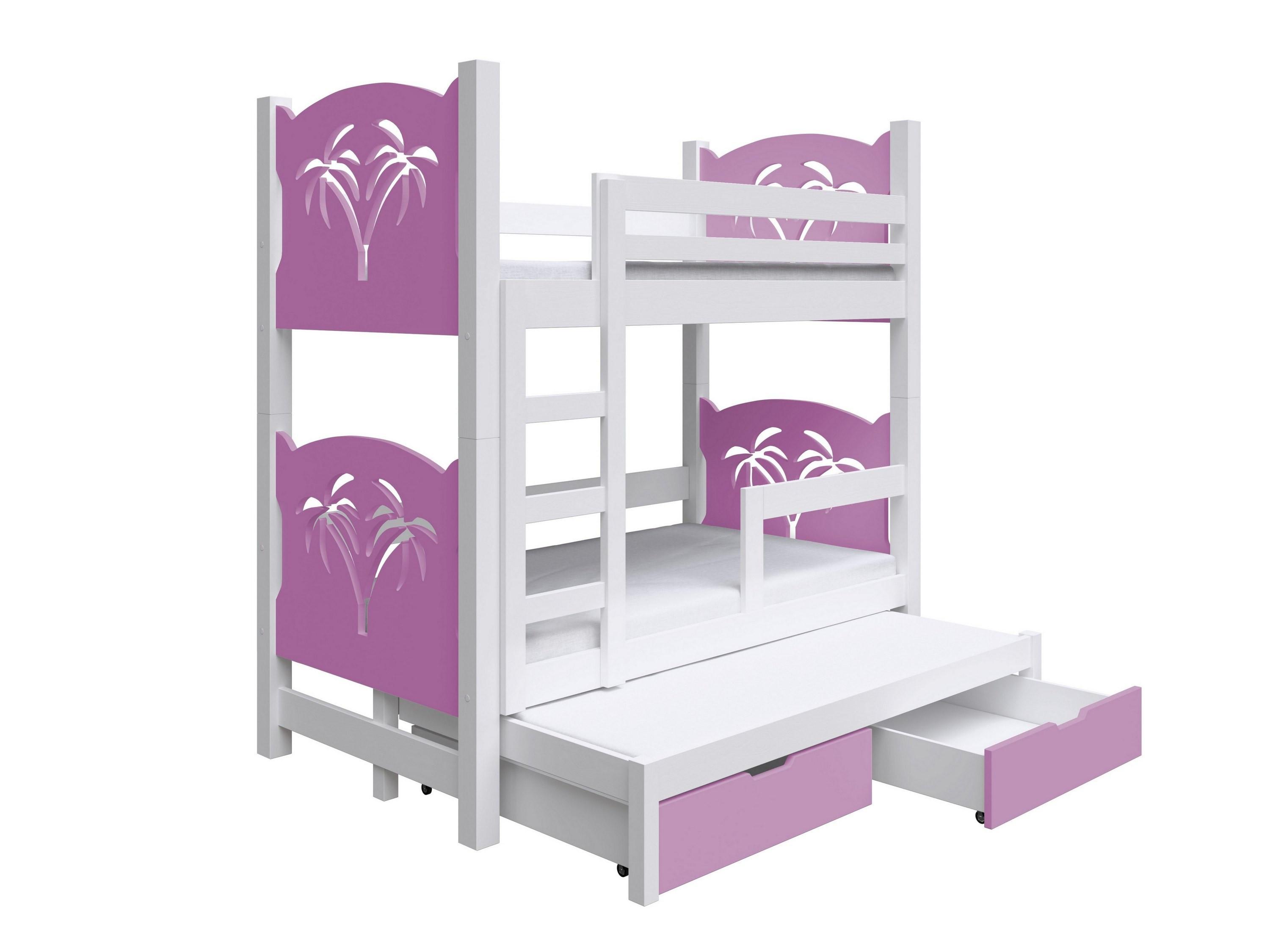 ETAGENBETT LEONE mit Bettkasten 80x180 cm Weiß - Weiß/Rosa, Holz (80/180cm) - MASSENO