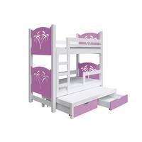 ETAGENBETT LEONE mit Bettkasten 80x180 cm Weiß - Weiß/Rosa, Holz (80/180cm) - MASSENO