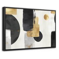 LEINWAND Bilder mit Rahmen - Gold - Rechtecke - Kreise - Abstrakt - 30x20 - Weiß, Textil (30/20cm) - MuchoWow