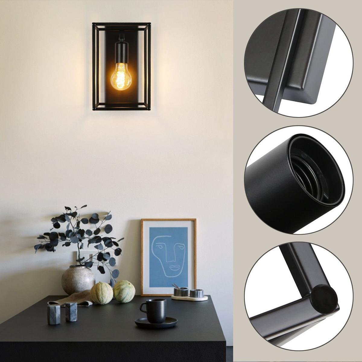 WANDLEUCHTE Solarium 23/18/15 cm - Schwarz, Metall (18/15/23cm) - ZMH