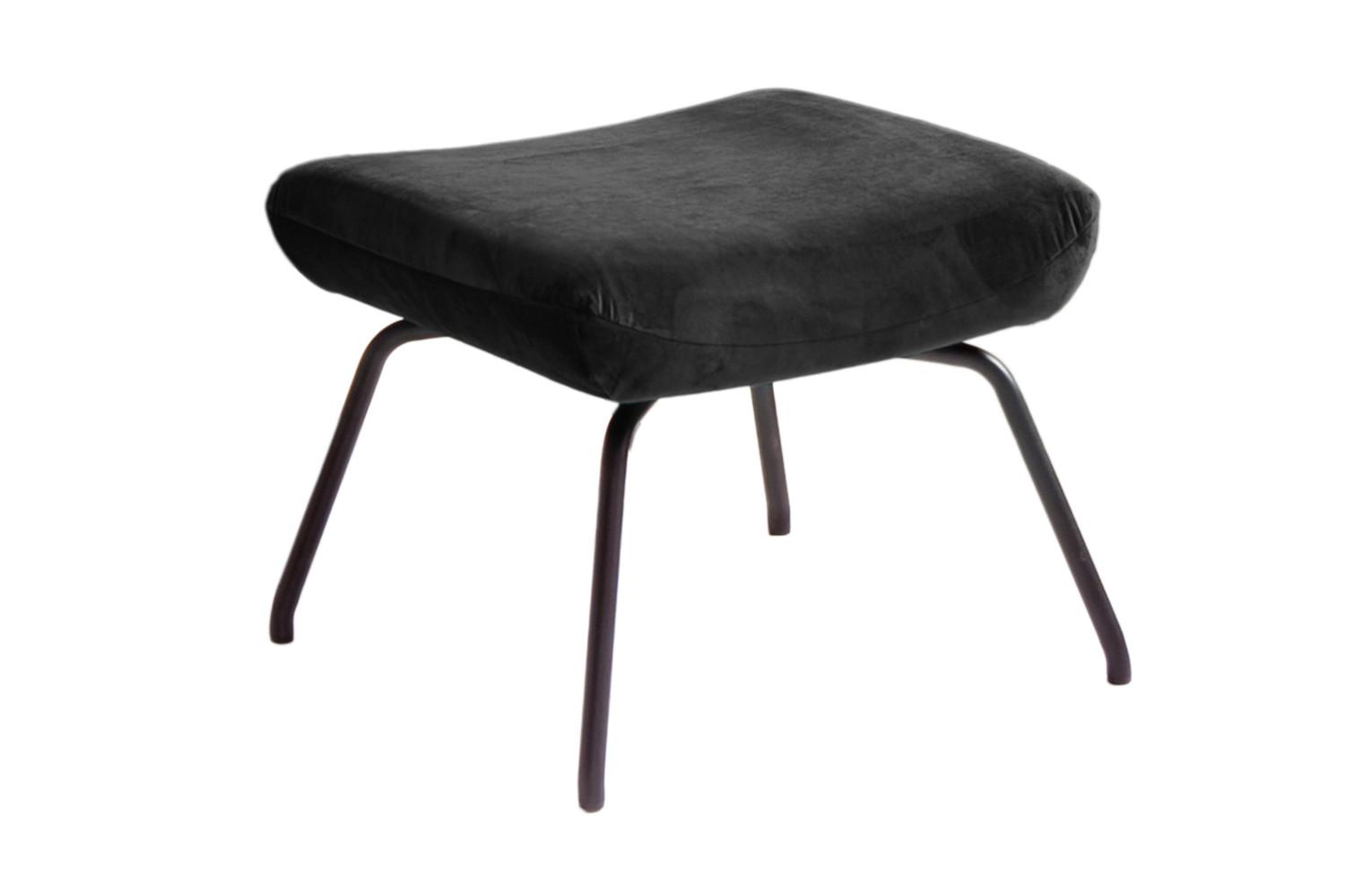 HOCKER LOTTE Schwarz Velvet - Schwarz, Textil/Metall (57/44/52cm) - KAWOLA