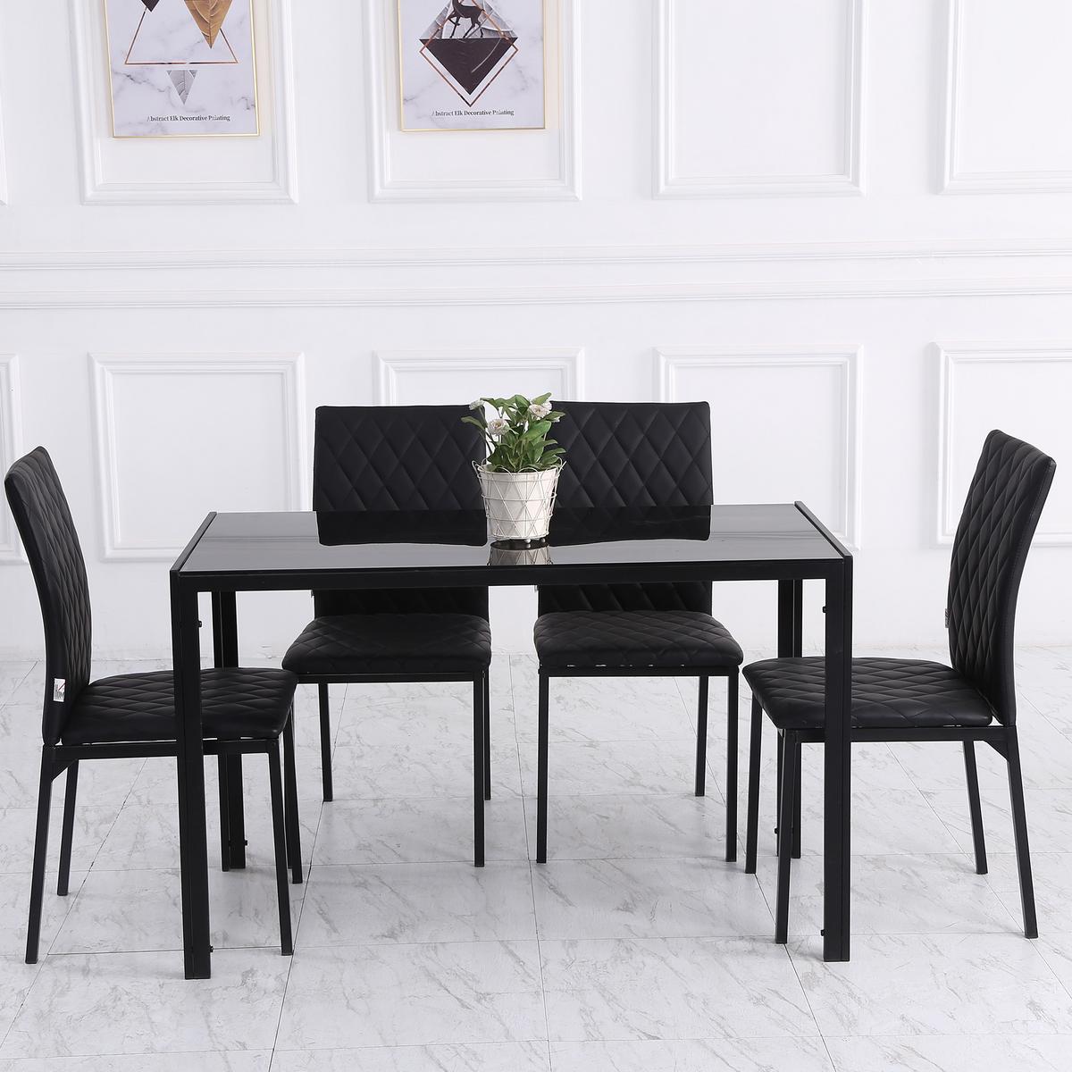 ESSZIMMERSTUHL, 4er-Set Essstuhl, Gepolsterte Esszimmerstühle aus Kunstleder - Schwarz, Kunststoff (50/91/41cm) - HOMCOM