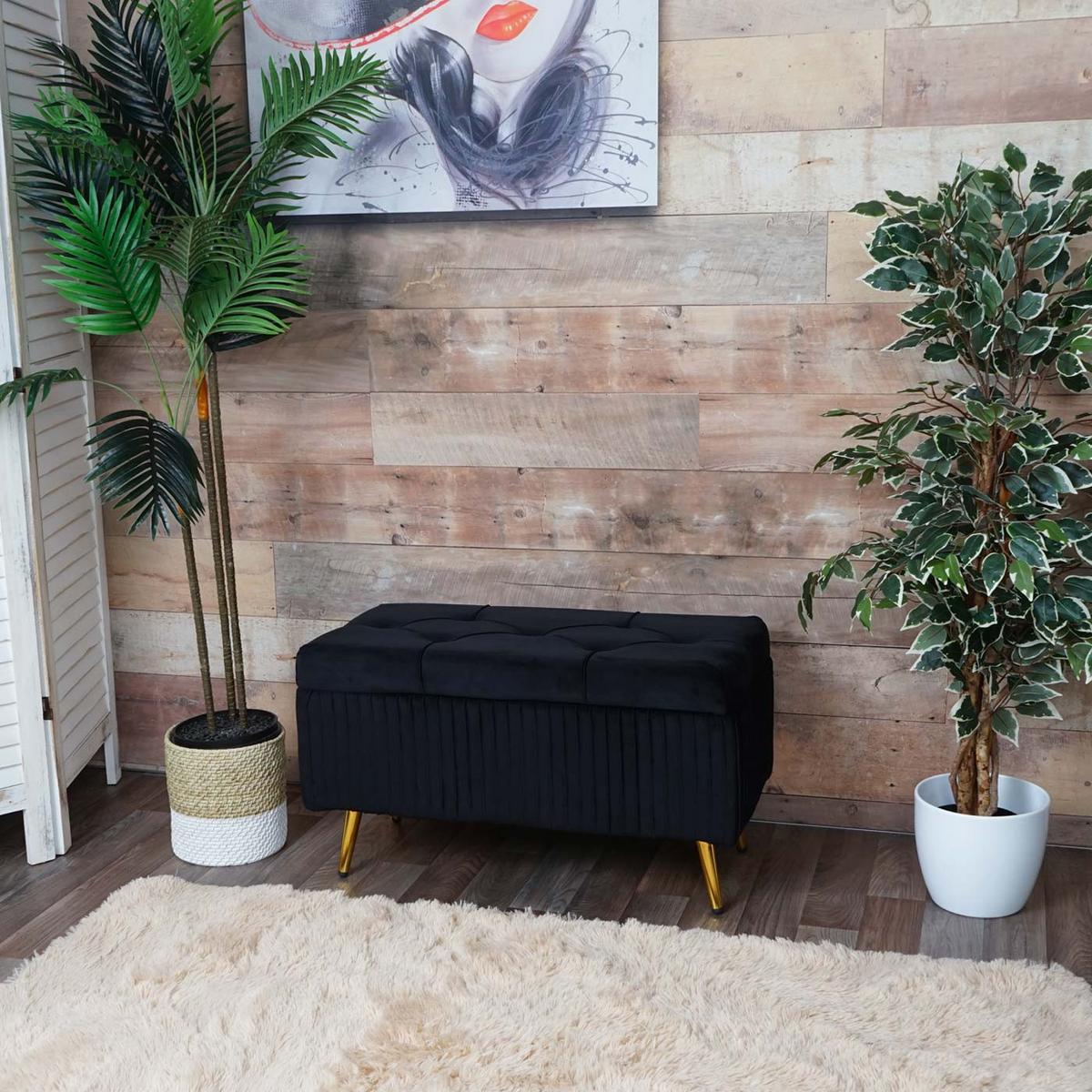 SITZBANK MIT STAURAUM Schwarz - Schwarz, Textil (80/45/40cm) - MCW