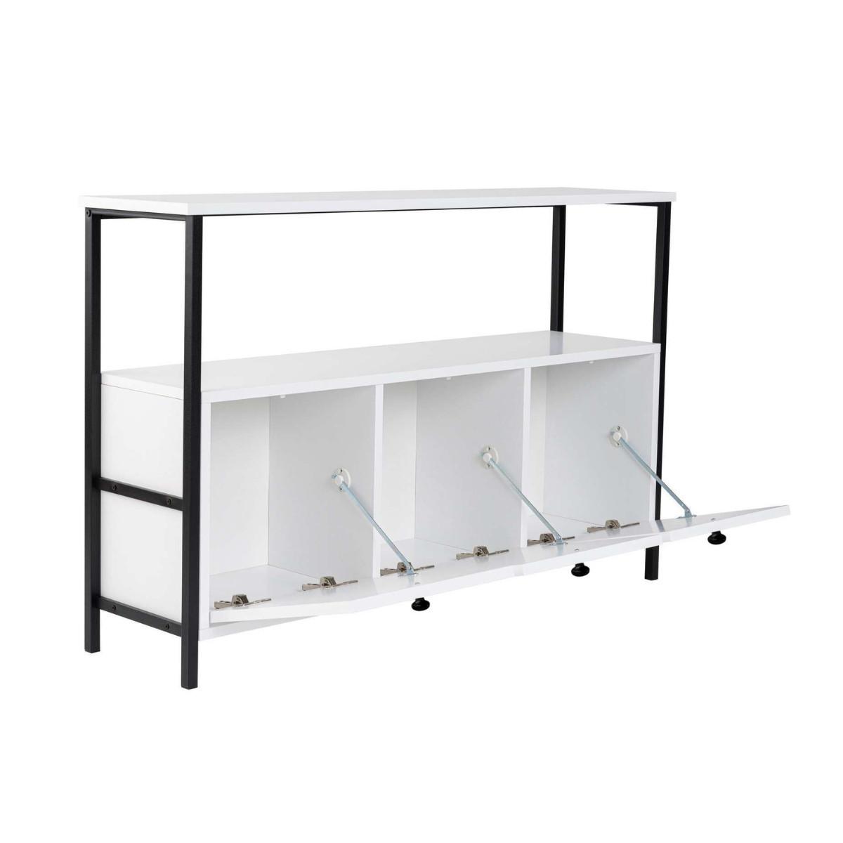 SIDEBOARD mit 3 Türen und 1 oberer Ablagefläche 120/29,5/77 cm - Schwarz/Weiß, Holzwerkstoff (29.5/77/20.5cm) - Calicosy
