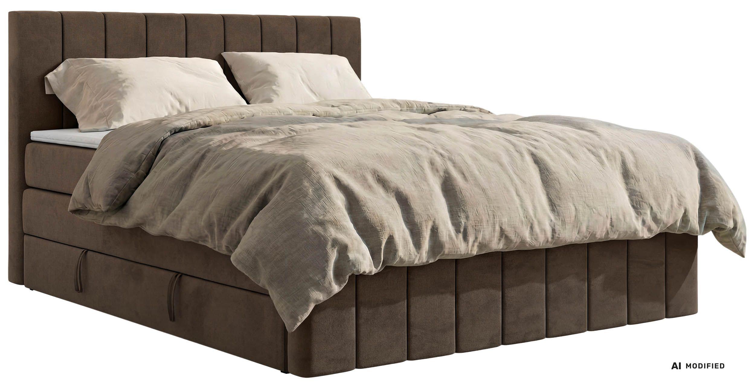 BOXSPRINGBETT ALVER KING DUO 200/200 - Braun Velvet - Topper T25 - H3 - Schwarz/Braun, Kunststoff/Textil (200/200cm) - MKS