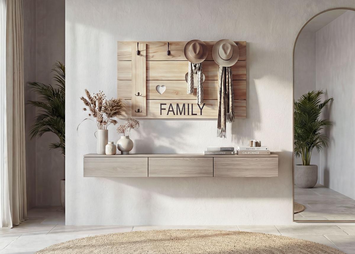 WANDGARDEROBE FAMILY SHABBY-LOOK Beige - Beige, Holz (90/60/3cm) - MCW