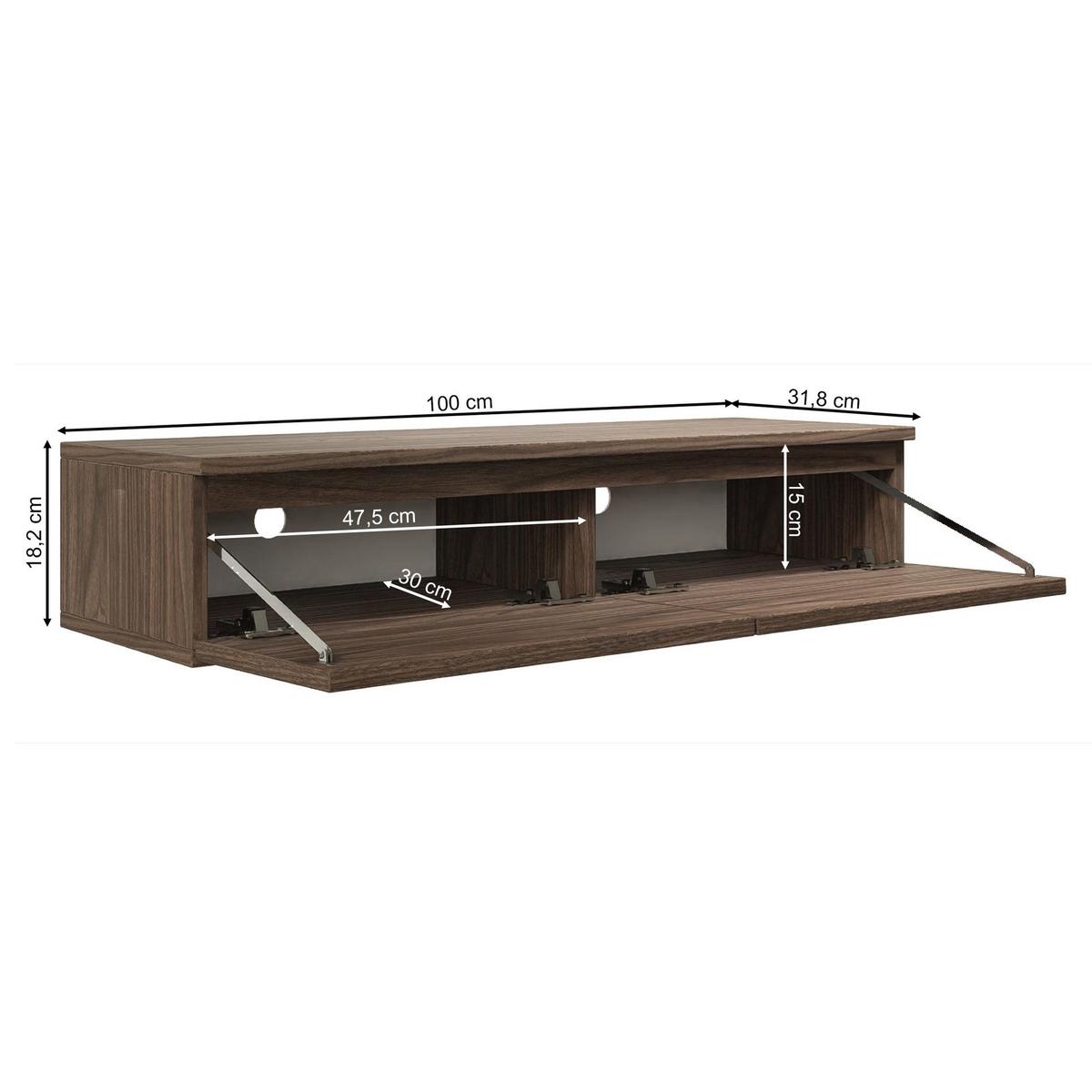 TV-LOWBOARD Bemmi Slim 2-türig, Holzoptik Walnuss Wisconsin, 100 cm - Dunkelbraun, Holzwerkstoff (100/18.2/31.6cm) - Selsey