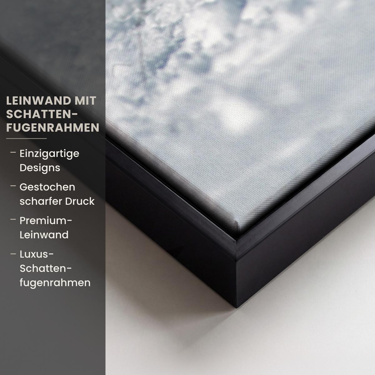 LEINWAND Bilder mit Rahmen - Pferde - Winter - Tiere - Natur - Schnee - 140x90 - Anthrazit, Textil (140/90cm) - MuchoWow