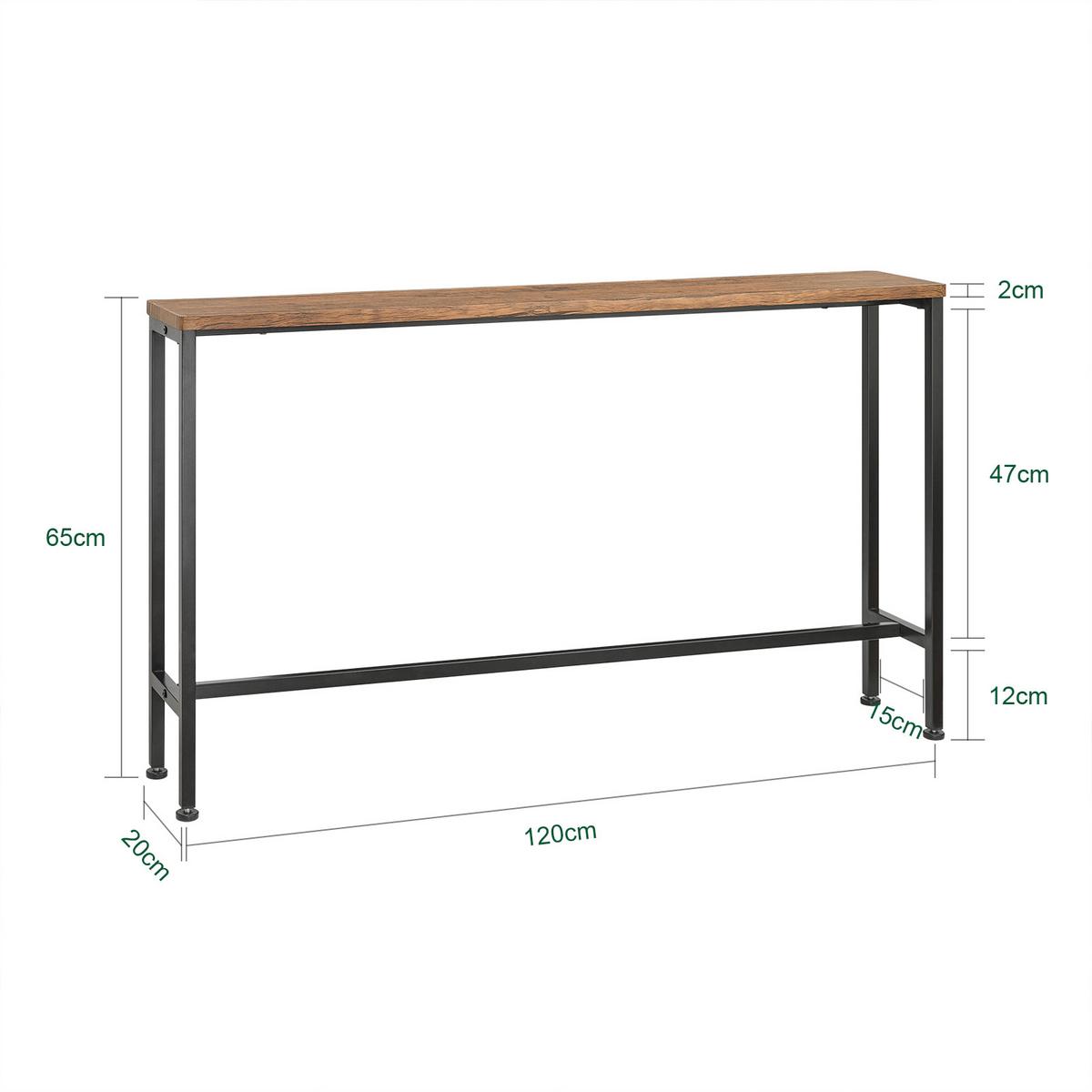 KONSOLENTISCH Schmal, Vintage Metall Flurtisch, 120x65x20cm - Braun, Holzwerkstoff/Metall (20/120/65cm) - SoBuy