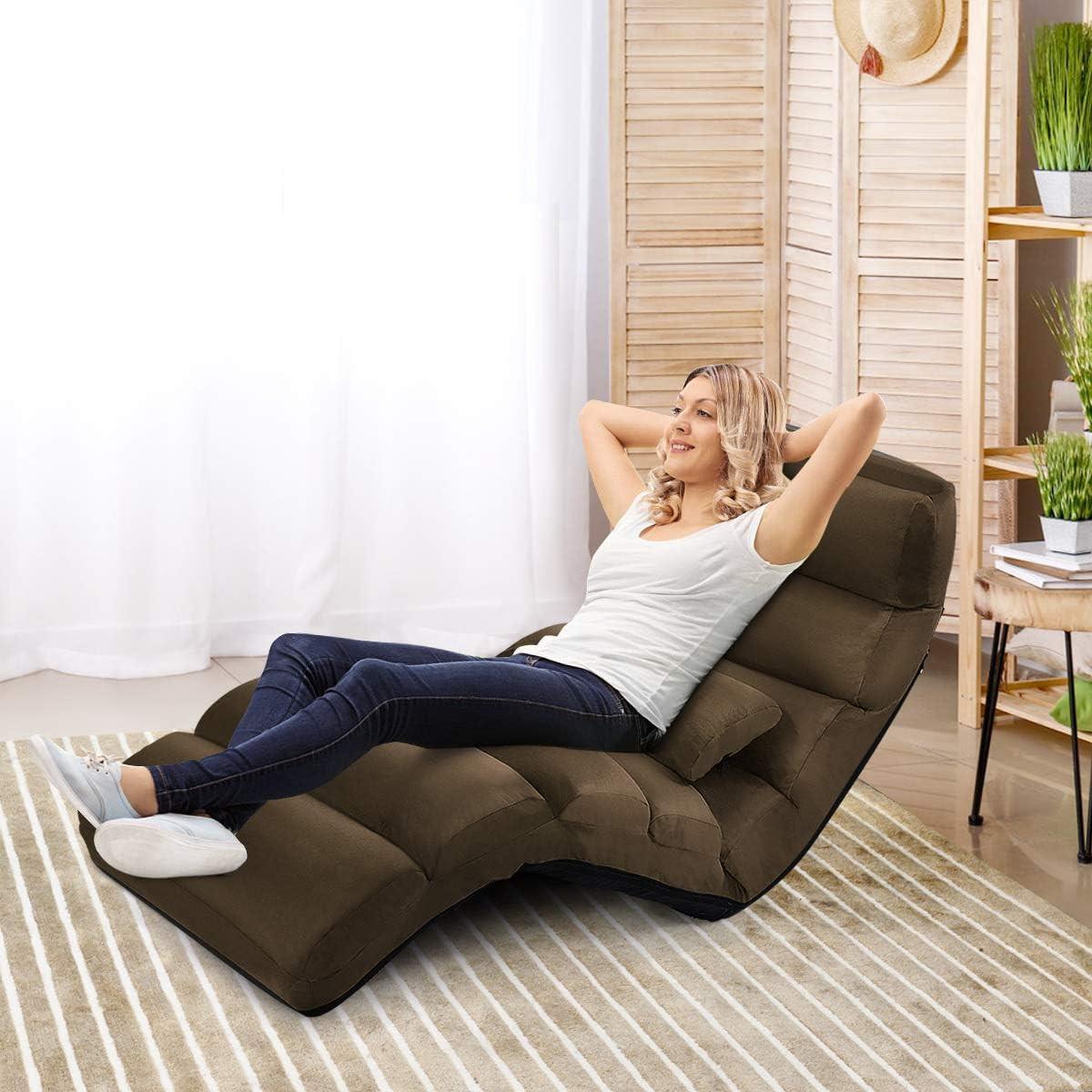BODENSTUHL 5-Fach einstellbar Braun - Braun, Leder (175/20/55cm) - COSTWAY