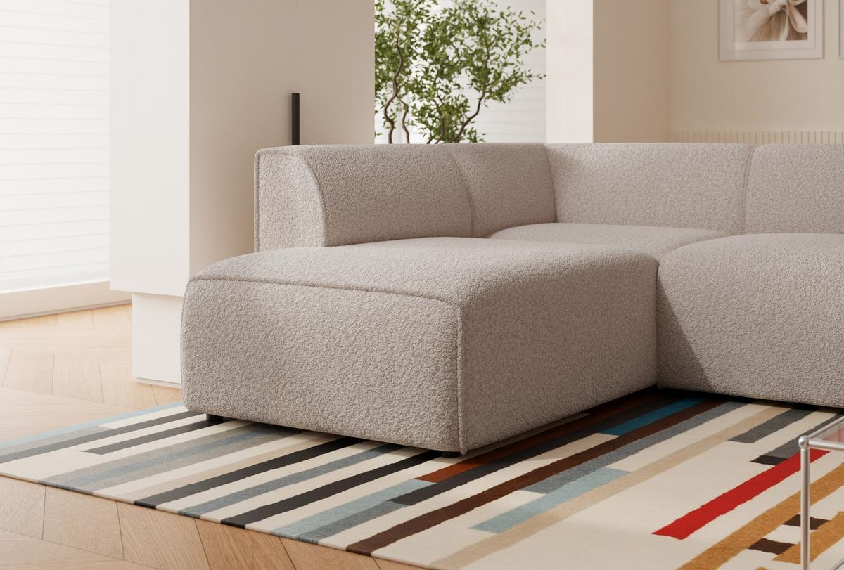 ECKSOFA ZAVO Links Feiner Mischstoff in Beige - Beige, Kunststoff/Textil (310/218cm) - Idohome