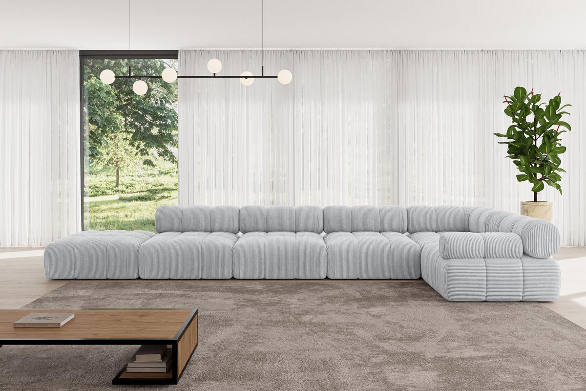 ECKSOFA modulares Sofa Felto-L3 - 475x190x70 cm Grau Cord - Grau, Holzwerkstoff/Textil (475/190cm) - ALTDECOR