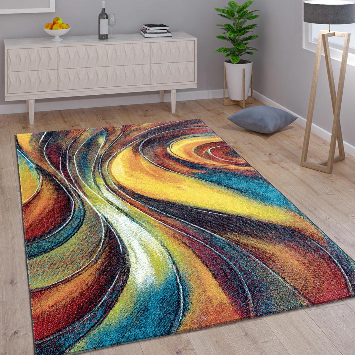 KURZFLORTEPPICH, abstrakt, Florhöhe 12 mm, Mehrfarbig, 120 x 170 cm - Multicolor, Textil (170/120cm) - KADIMA DESIGN