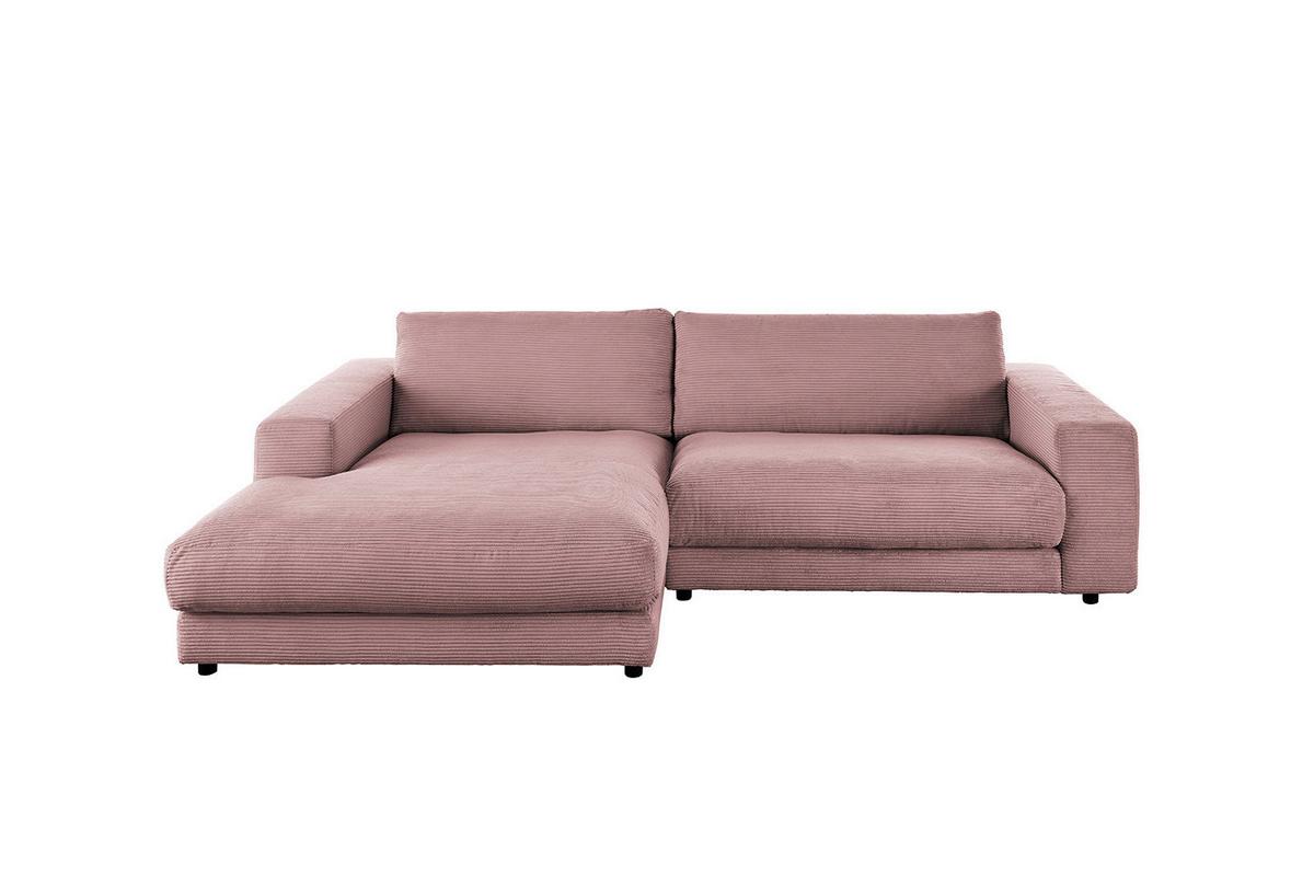 ECKSOFA MADELINE Pink Cord - Schwarz/Rosa, Kunststoff/Textil (270/190cm) - KAWOLA