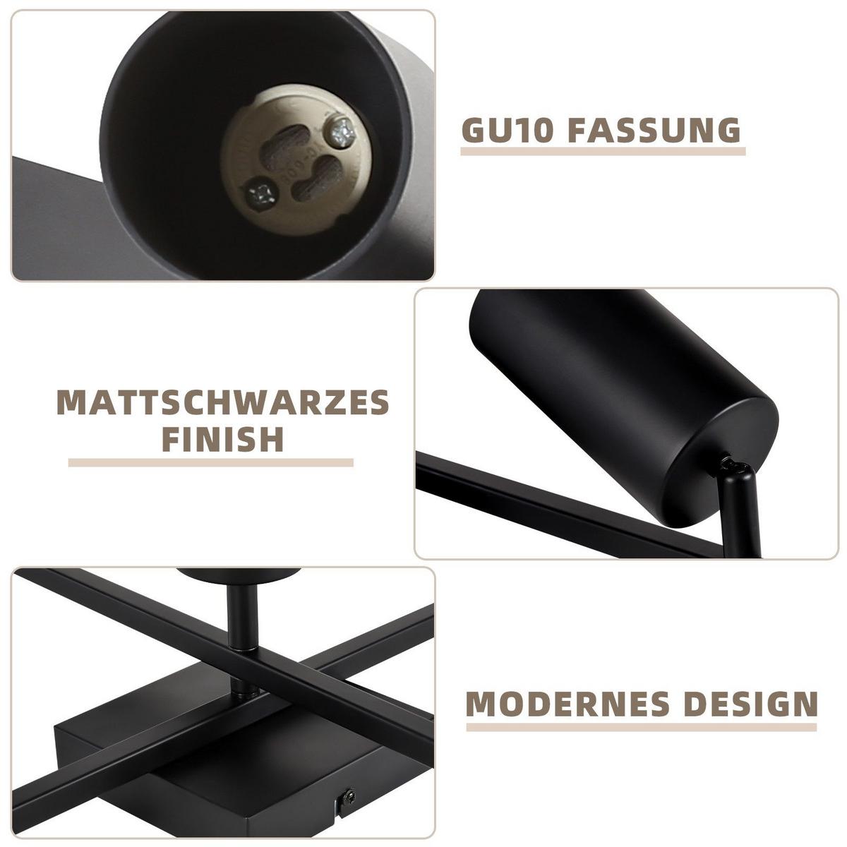 DECKENSTRAHLER Berlinchen 5-flammig 77.5/57.5/21 cm - Schwarz, Metall (77.5/57.5/21cm) - Nettlife