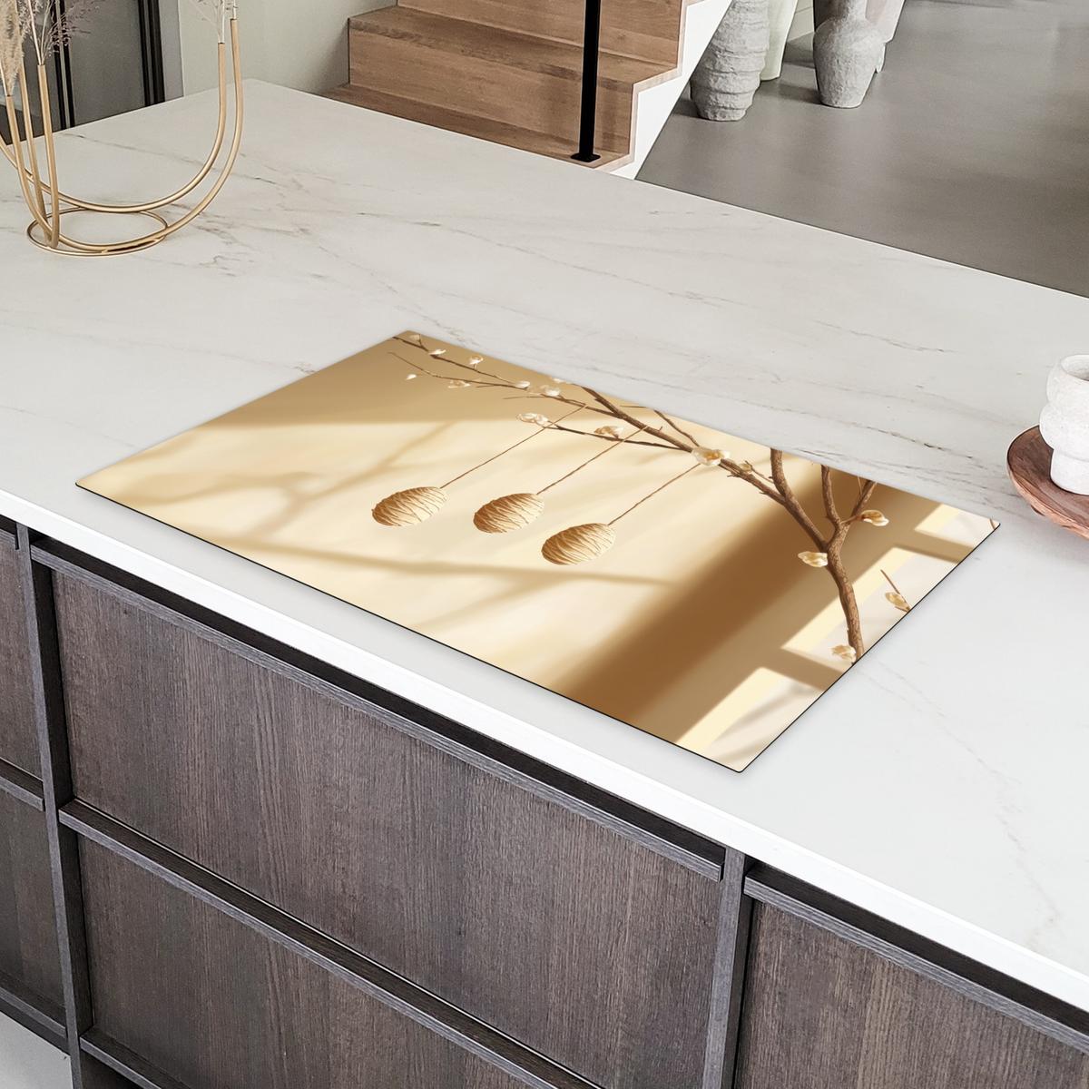 HERDABDECKPLATTE Beige - Osterkuchen - Eier Induktionsschutz 91.2x52 cm - Beige, Kunststoff (91.2/52/0.2cm) - MuchoWow