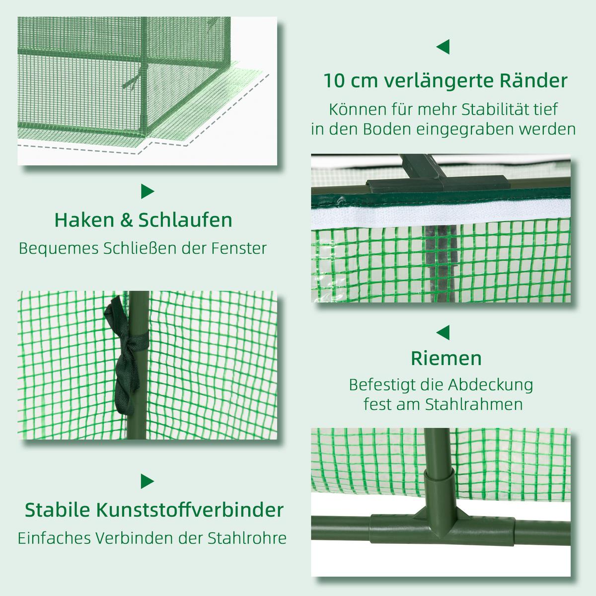 FOLIENGEWÄCHSHAUS, Grün, Metall, PE - Grün, Kunststoff (90/70/180cm) - Outsunny