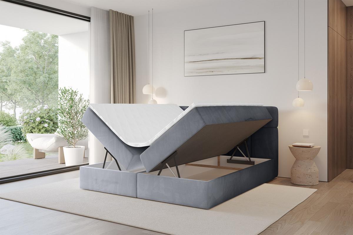 BOXBETT mit Matratze H3 - FAMA - 160x200 cm Grau Casablanca - Grau, Holzwerkstoff (160/200cm) - ALTDECOR