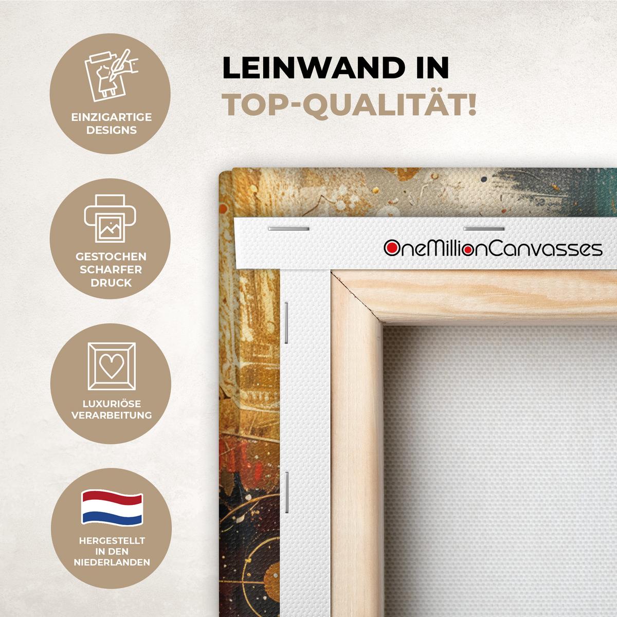 LEINWANDBILD Abstrakt - Kunst - Gold - Modern Deko Wohnzimmer 20x30 cm - Multicolor, Textil (20/30cm) - MuchoWow