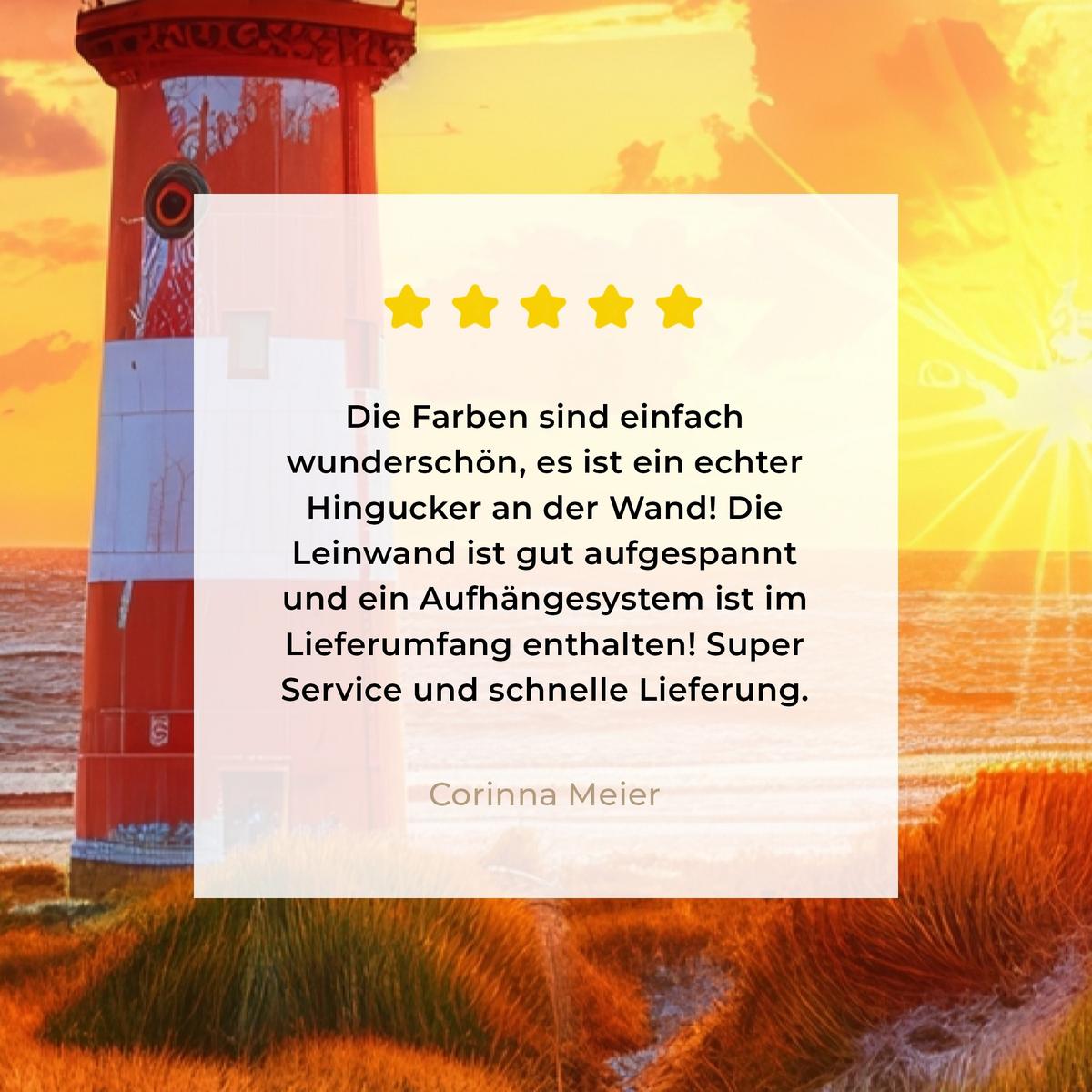 LEINWANDBILD Aussicht - Fenster - Leuchtturm - Sonnenuntergang - Strand Wanddeko 40x60 cm - Dunkelorange, Textil (40/60cm) - MuchoWow