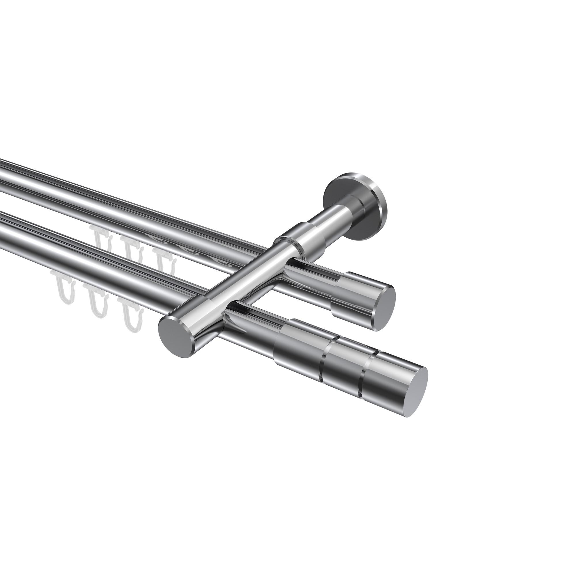GARDINENSTANGE INNENLAUF Prestige Elanto 280 cm (geteilt in 2 x 140 cm), 2-läufig, 20 mm Ø Chrom - Chromfarben, Metall (280cm) - INTERDECO