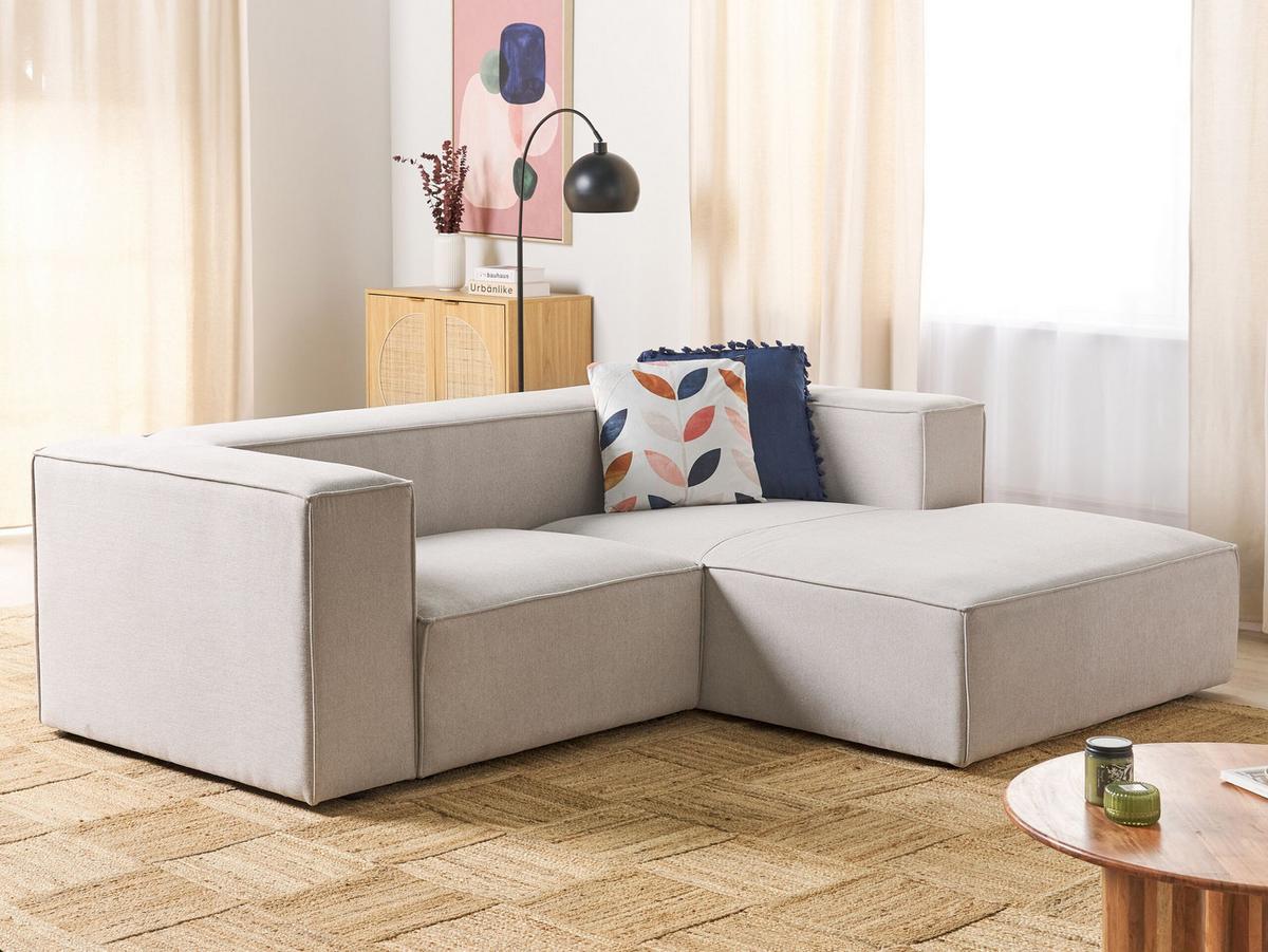 2-SITZER-ECKSOFA hellbeige rechtsseitig Vernon - Beige, Textil (236/175cm) - Beliani