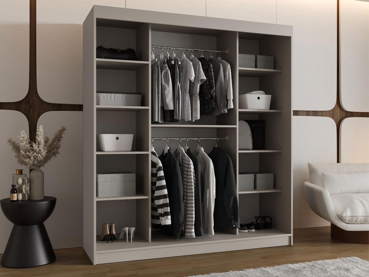SCHWEBETÜRENSCHRANK Bahrajn 180 - Kaschmir/Silberfarben, Holzwerkstoff/Kunststoff (180/200/62cm) - MIRJAN24
