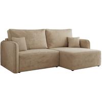 ECKSCHLAFSOFA MESTO L Beige Plüsch - rechts - Beige/Schwarz, Kunststoff/Textil (147/227cm) - MKS