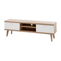 TV-LOWBOARD weiß, Eiche Riviera, TV-Unterteil skandinavisch, 160 x 50 cm - Eichefarben/Weiß, Holz/Holzwerkstoff (160/50/40cm) - Furn.Design