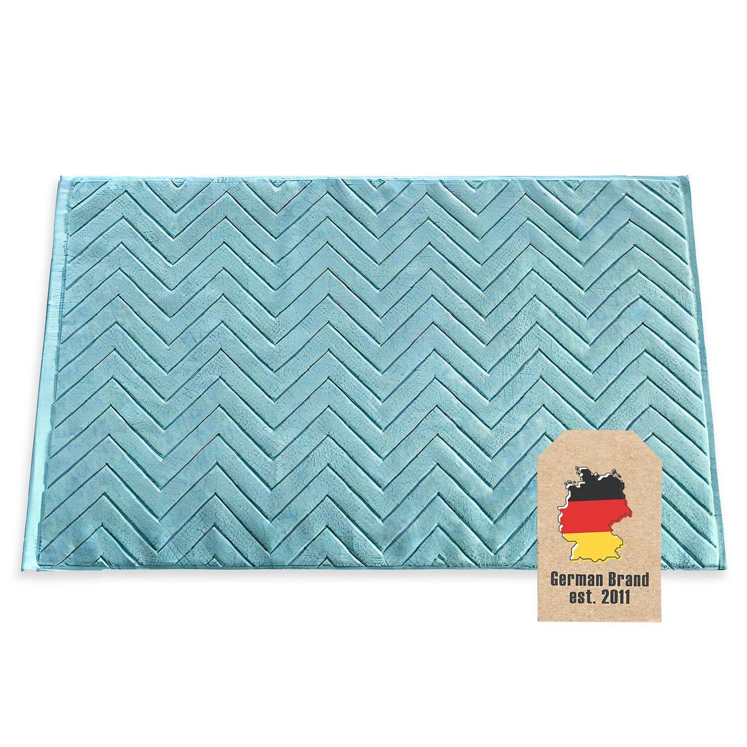 BADEMATTE rutschfest mit Memory-Schaum (Blau) - Blau, Textil (50/80cm) - Intirilife