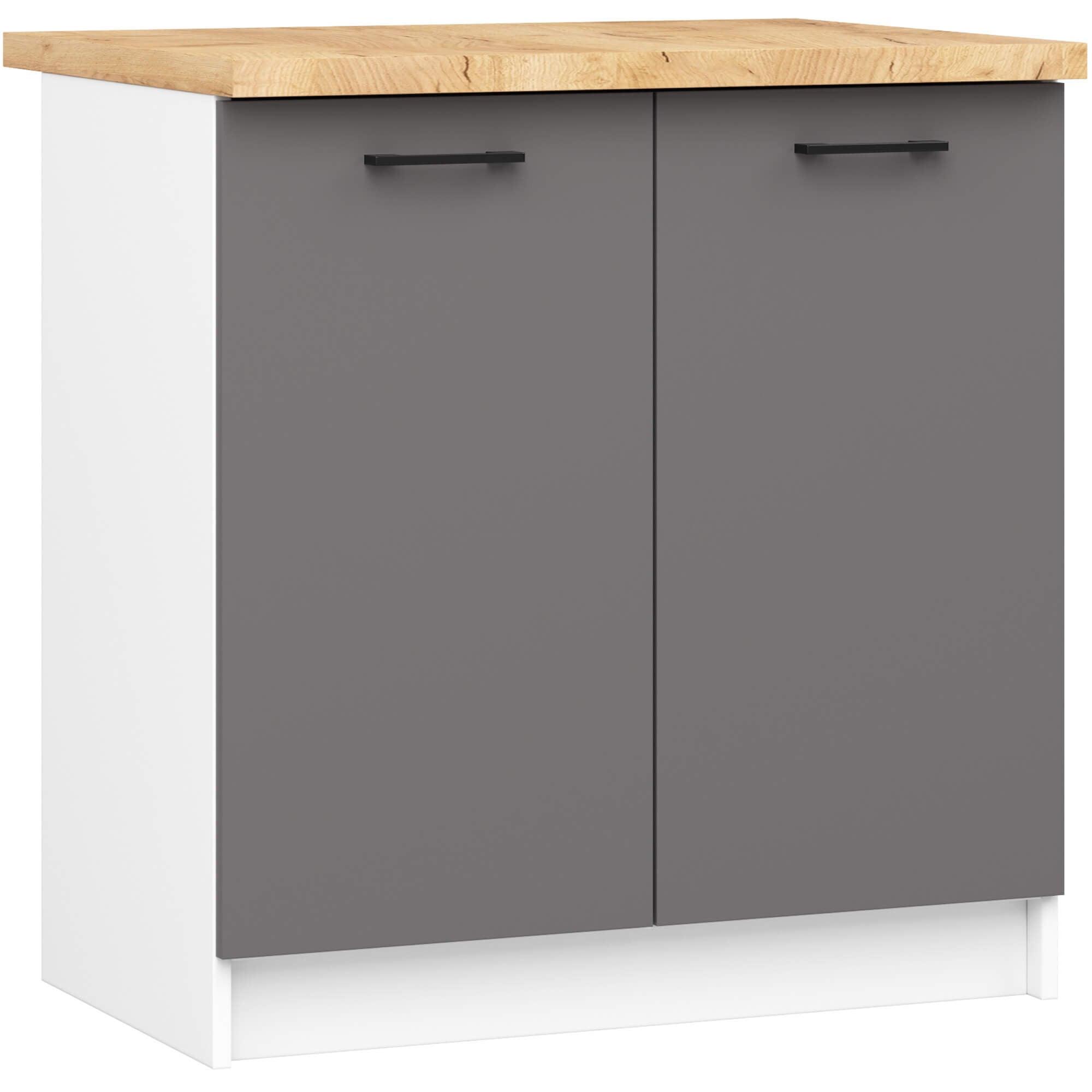 UNTERSCHRANK Weiß, Graphit Grau 85/80/46 - Weiß/Grau, Holzwerkstoff (80/85/46cm) - RAUMHIRSCH FURNITURE