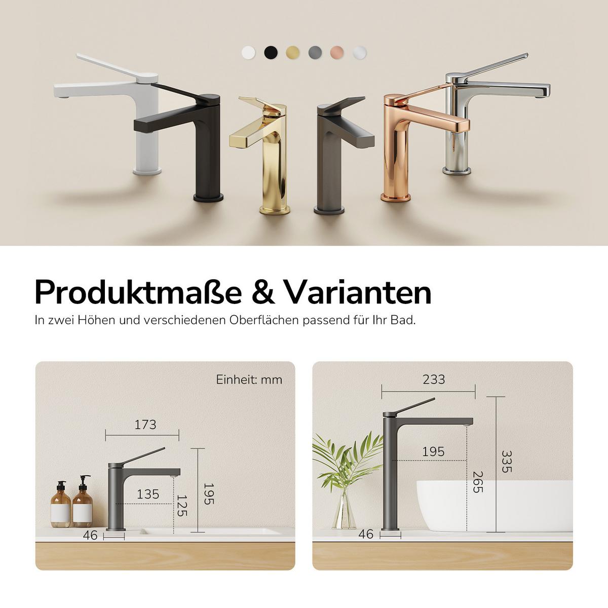 WASCHTISCHARMATUR Anthrazit 19,5/17,3/4,6 cm - Anthrazit, Metall (17.3/4.6/19.5cm) - EMKE
