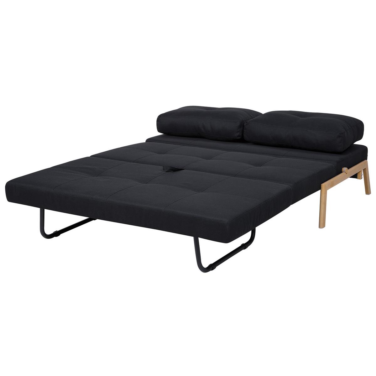 2-SITZER-SCHLAFSOFA Polsterbezug Schwarz Edland - Schwarz, Textil (152/76/92cm) - Beliani