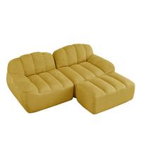 ECKSOFA aus granuliertem Fleece, frameless Lounge-Design ohne Montage - Gelb, Textil (210/165cm) - Urban Meuble