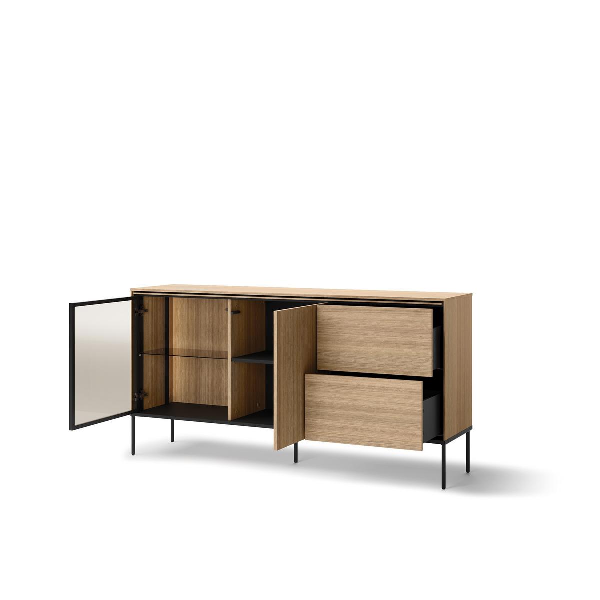 KOMMODE VISSO VI-05 mit LED-Beleuchtung Eiche linear - Eichefarben, Holzwerkstoff (167/85/41cm) - Lookway