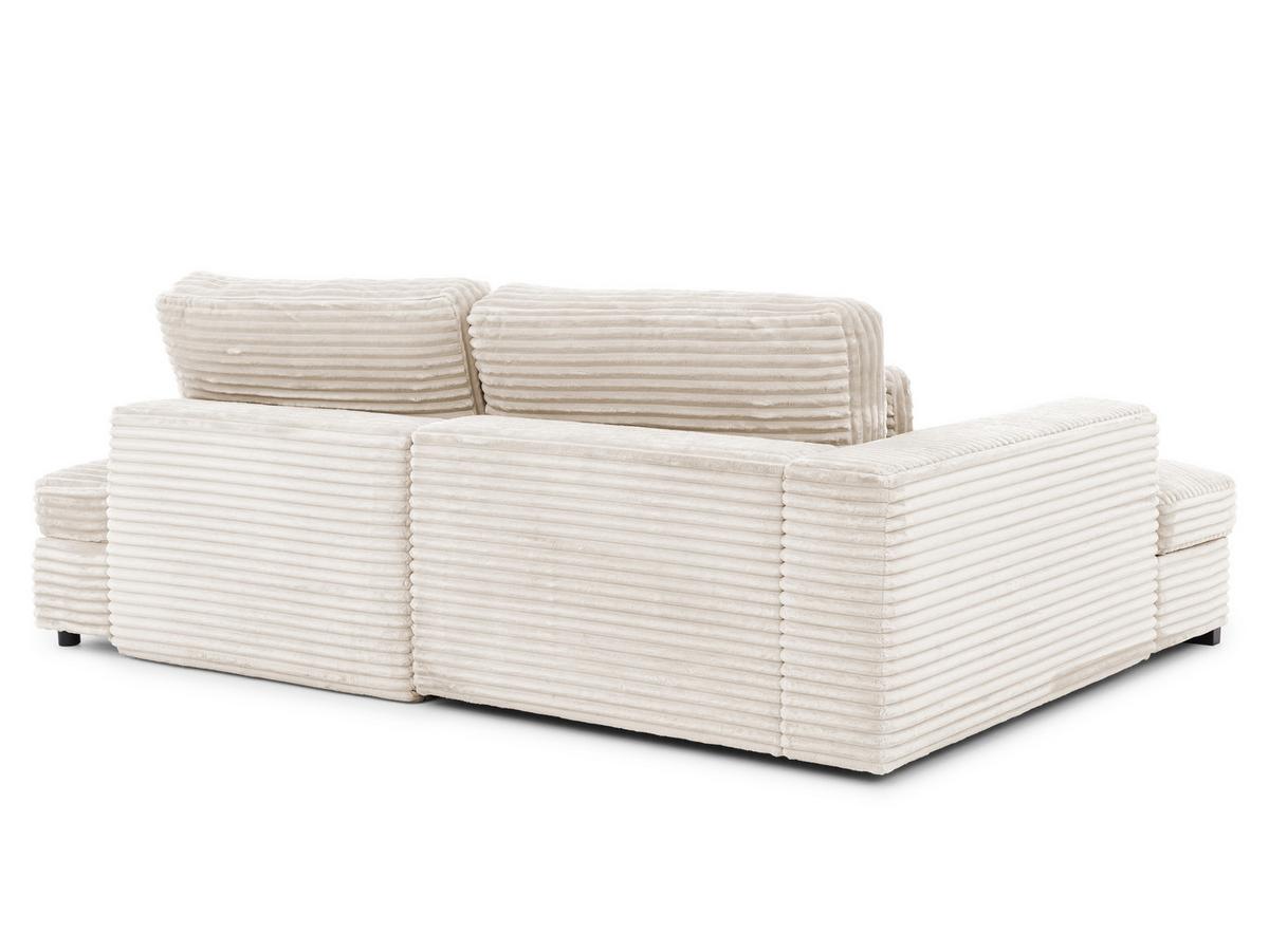 ECKSOFA Wolke mit tiefer Sitzfläche, Schlaffunktion und praktischem Bettkasten aus weichem Creme Cordstoff - Creme/Schwarz, Holz/Kunststoff (162/225cm) - S-Style