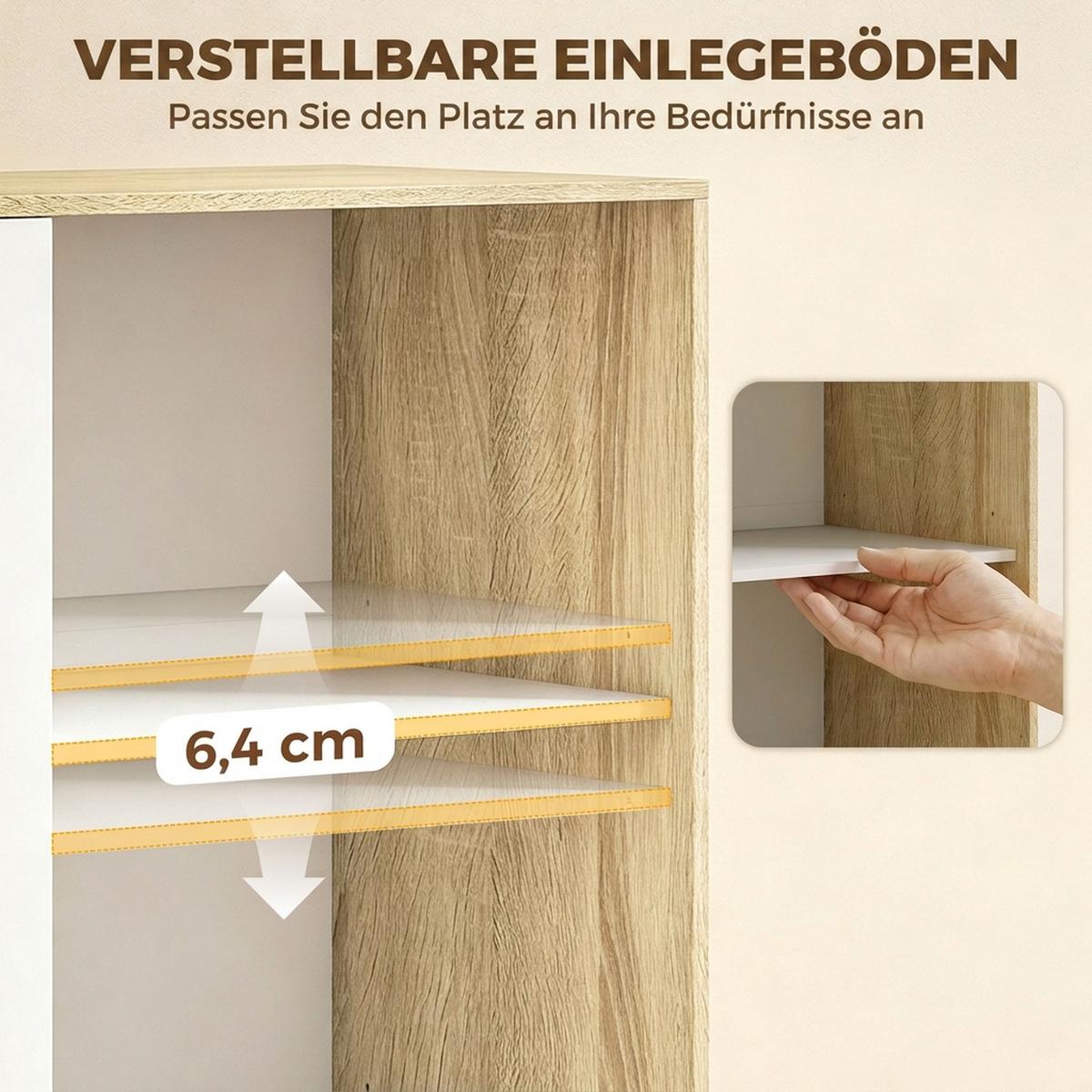 KLEIDERSCHRANK MDF Kiefernholz Eiche Weiss - Weiß, Holz/Holzwerkstoff (50/187.5/120cm) - HOMCOM