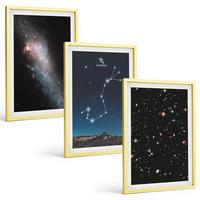 BILDER SET 3er Set - 40x60 cm Goldrahmen - Scorpios kosmische Landschaften - Goldfarben, Kunststoff (40/60cm) - TULUP