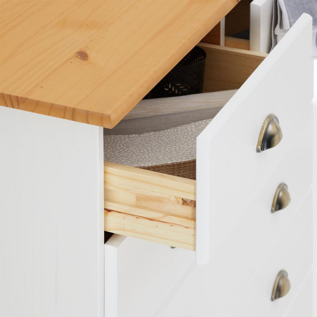 KOMMODE PARIS weiß/braun - Weiß/Braun, Holz (91/95/39cm) - IDIMEX
