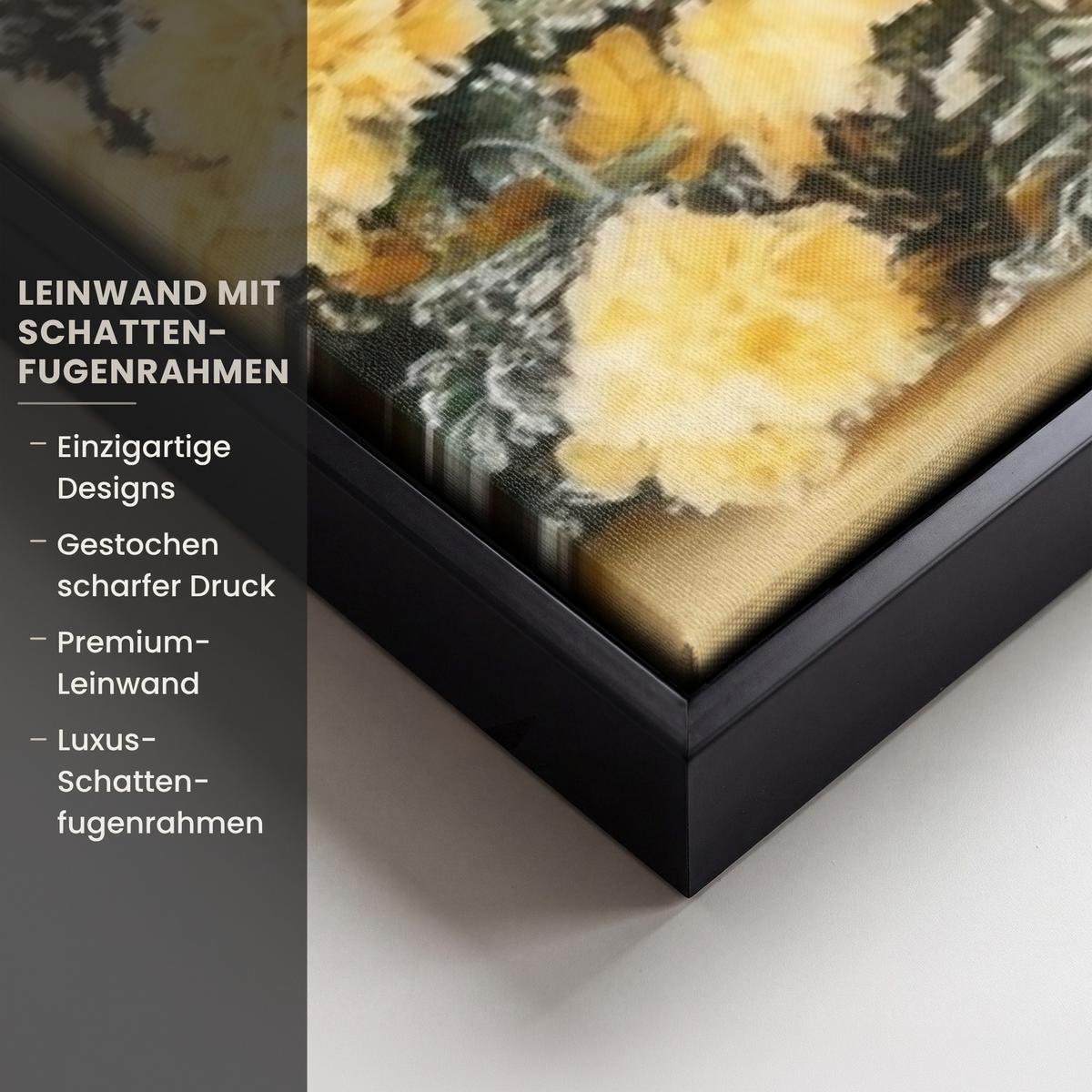 LEINWAND Bilder mit Rahmen - Eier - Kaninchen - Pastellfarbtöne - 120x80 - Hellgelb, Textil (120/80cm) - MuchoWow